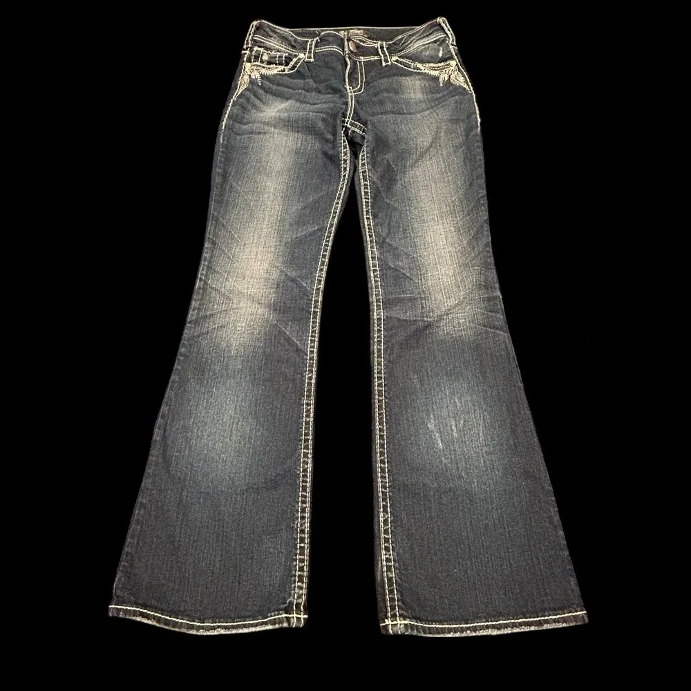 Silver Suki Bootcut Jeans Womens 30x32 Blue Stretch Dark Wash Stitched Denim - Picture 2 of 14